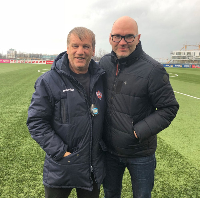 Ólafur Jóhannesson þjálfari Vals og Gunnlaugur Jónsson þáttastjórnandi í Návígi.