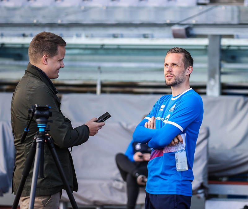 Gylfi Þór Sigurðsson ræddi við fjölmiðlamenn í dag.
