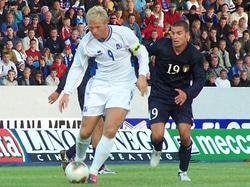 Eiður Smári og Blasi í leiknum í kvöld