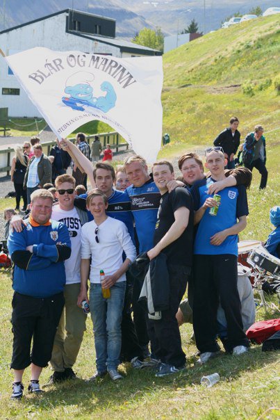 Stuðningsmenn BÍ/Bolungarvíkur voru í stuði á leiknum í dag.
