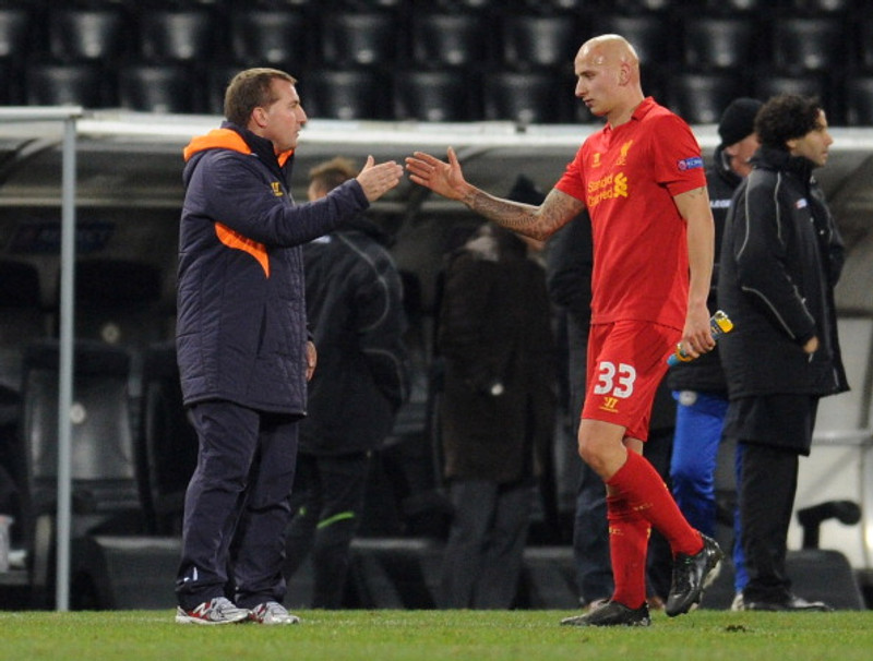 Brendan Rodgers og Jonjo Shelvey.