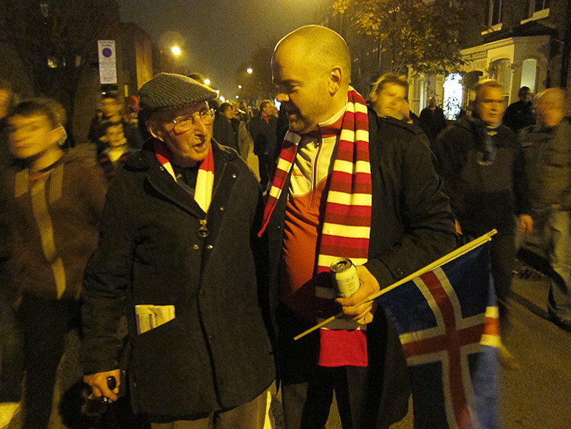 Kjartan Björnsson stofnandi Arsenal klúbbsins á leiðinni á leikinn.
