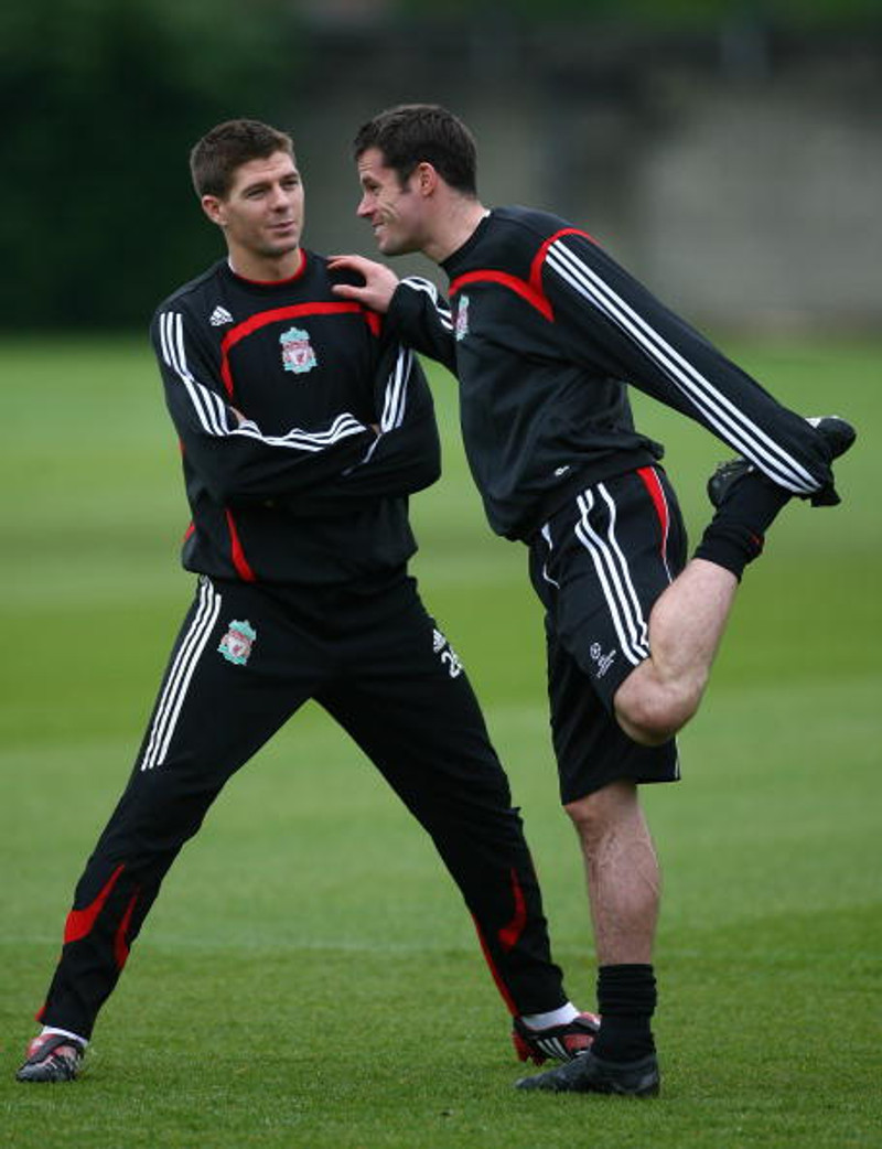 Steven Gerrard og Jamie Carragher.