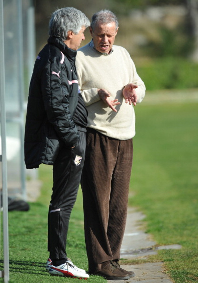 Zamparini segir Gian Piero Gasperini hvernig hlutirnir eiga að vera.