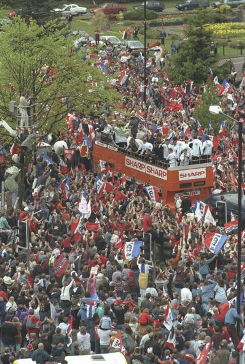 Mikil sigurhátíð var í Manchester.
