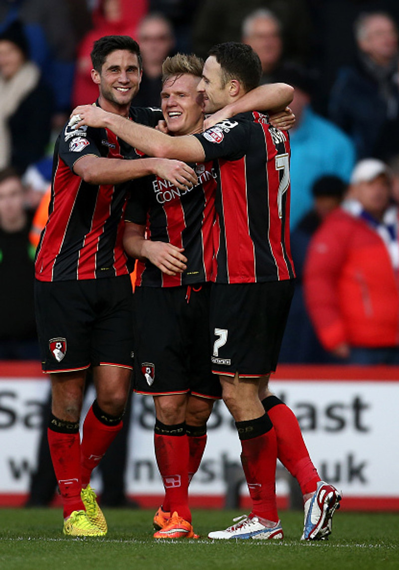 Leikmenn Bournemouth fagna marki.