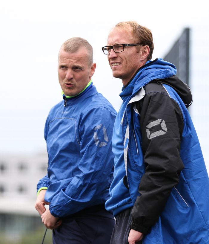 Óli Stefán Flóventsson (til vinstri) og Tommy Nielsen.  