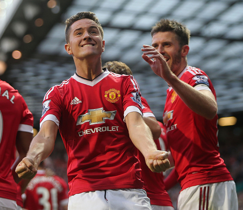 Herrera fagnar marki hjá United.