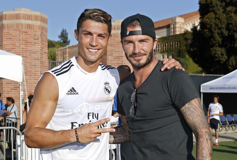 Gömul og góð mynd af Cristiano Ronaldo og David Beckham.