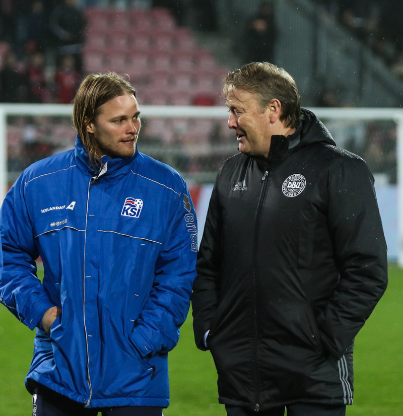 Hareide hér með Birki Bjarnasyni.