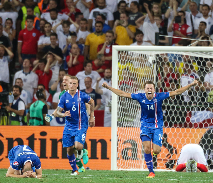 Ísland vann frægan sigur í Hreiðrinu í Nice 2016.