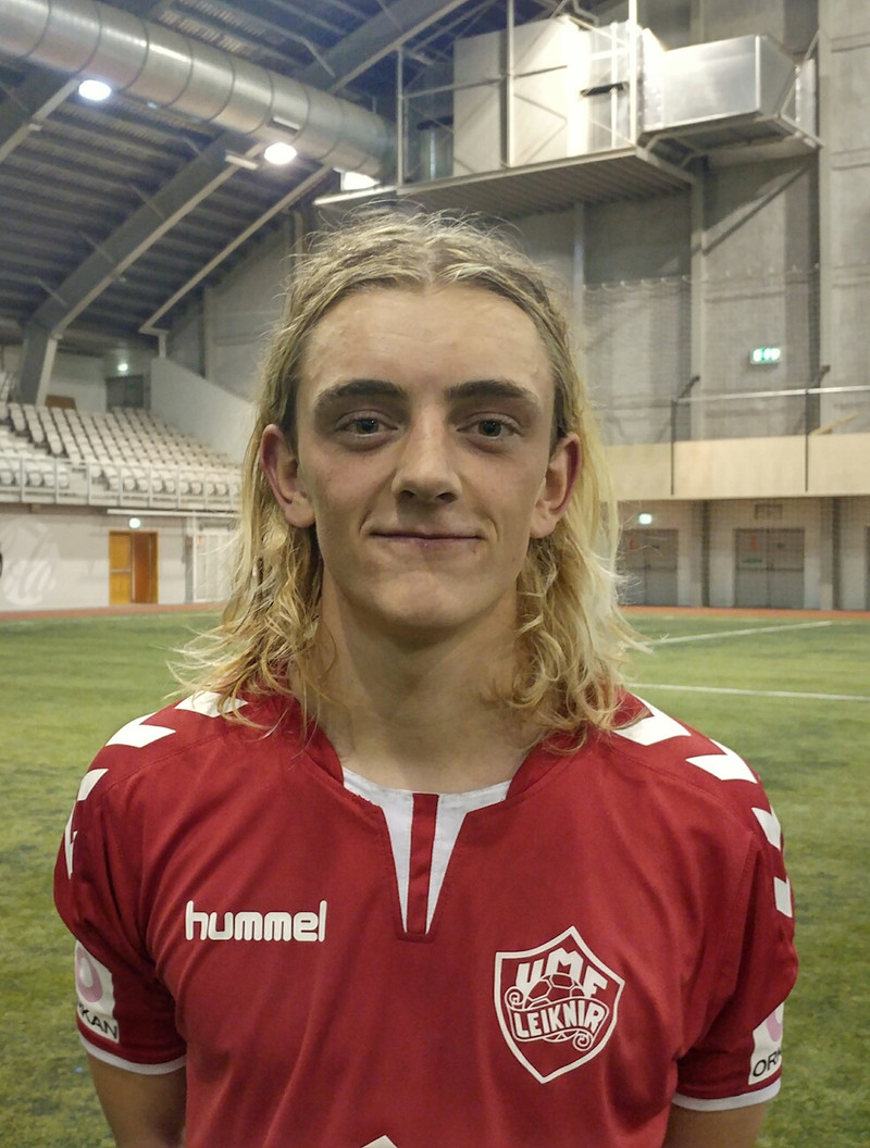 Kristófer var kampakátur í leikslok eftir að hafa skorað fjögur mörk og tryggt sæti Leiknis F. í Inkasso-deildinni á ótrúlegan hátt.