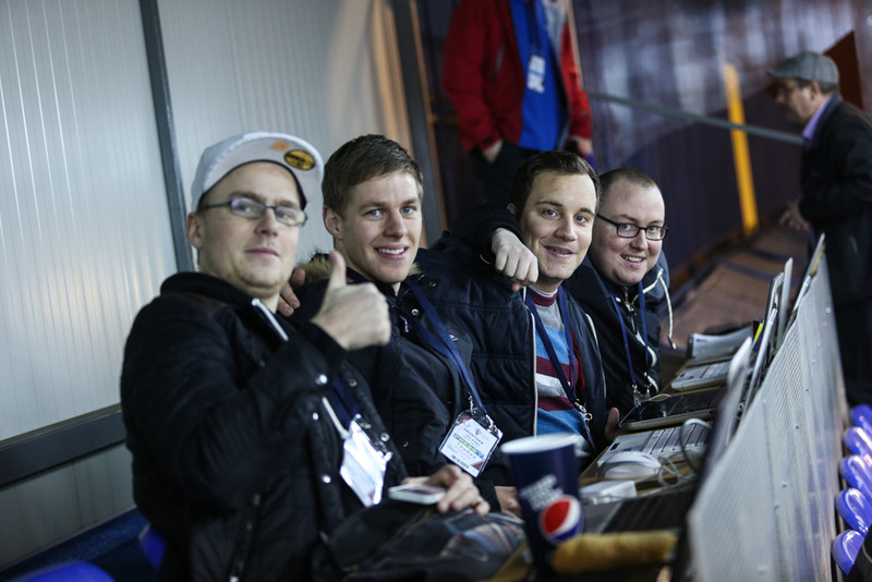 Frá Zagreb 2013. Þessir hafa allir starfað við Fótbolta.net og þrír þeirra eru enn að. Hörður Snævar Jónsson ritstjóri 433.is, Magnús Már, Alexander Freyr Einarsson og Elvar Geir.