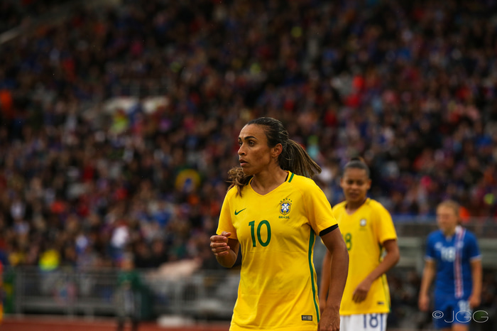 Marta í landsleik á Laugardalsvelli
