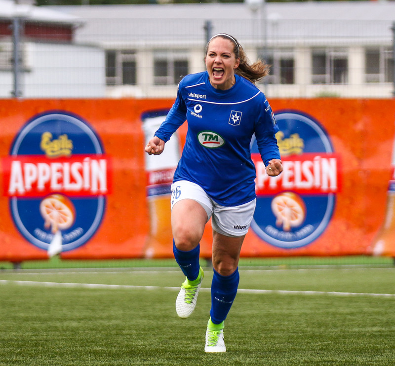 Harpa var að vonum kát með að vera á leið í úrslit Borgunarbikarsins