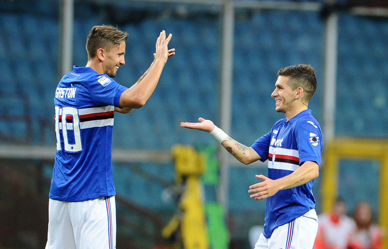 Gaston Ramirez skoraði bæði mörk Sampdoria í dag.