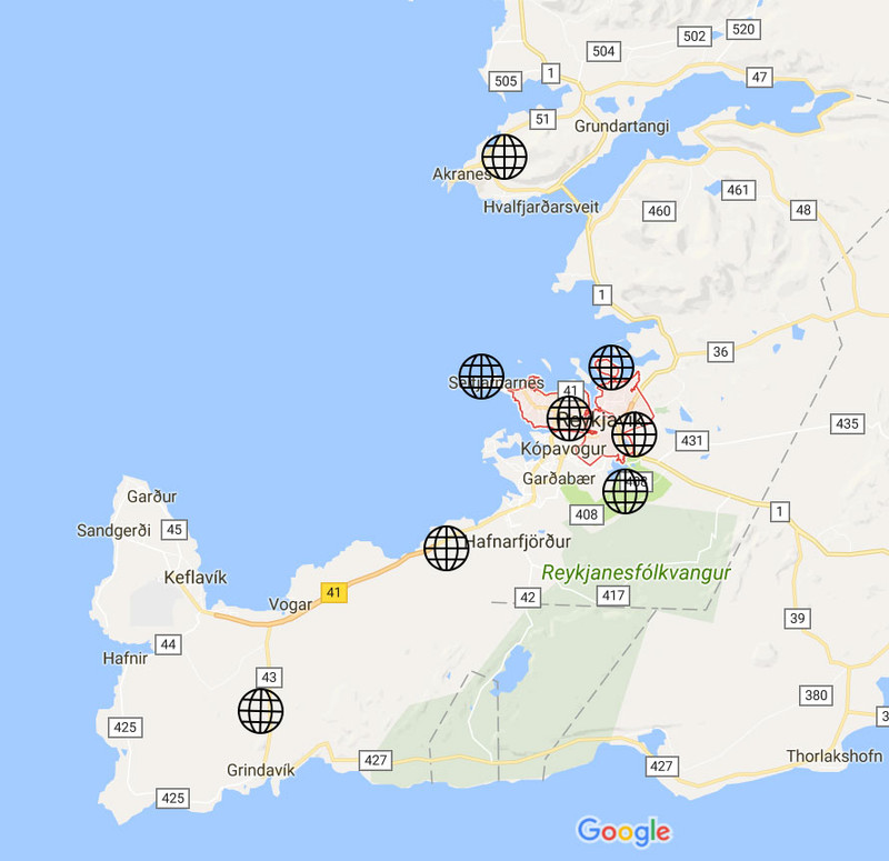 Stuttar fjarlægðir á milli leikvalla settar í samhengi miðað við Ísland.