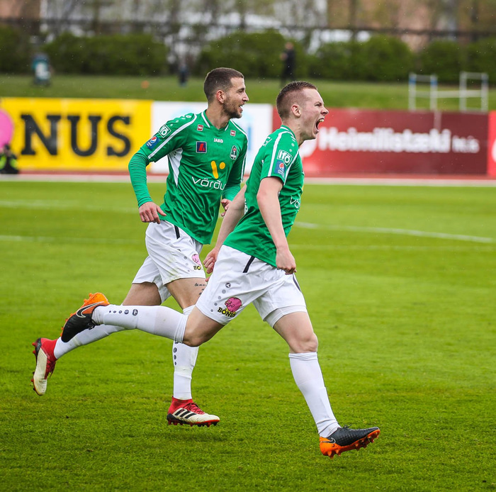 Gísli skoraði eitt og lagði upp annað í dag.