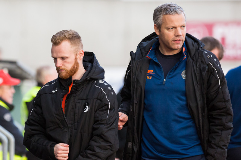 Helgi Sigurðsson (til hægri) var þjálfari Fylkis.