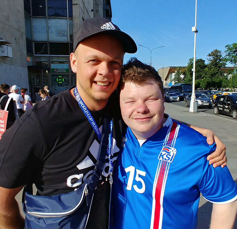 Arnar Daði Arnarsson og Magnús Valur Böðvarsson saman í Moskvu á HM í fyrra.