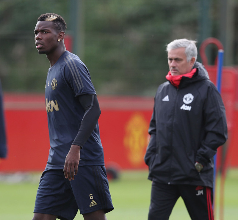 Pogba og Mourinho þegar Portúgalinn stýrði Man Utd.