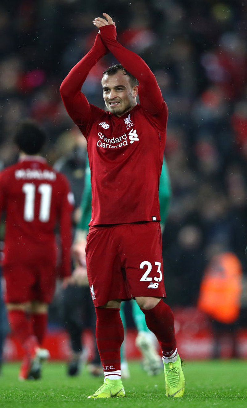 Shaqiri skoraði tvö í fyrri leiknum. Skorar hann líka á Old Trafford?