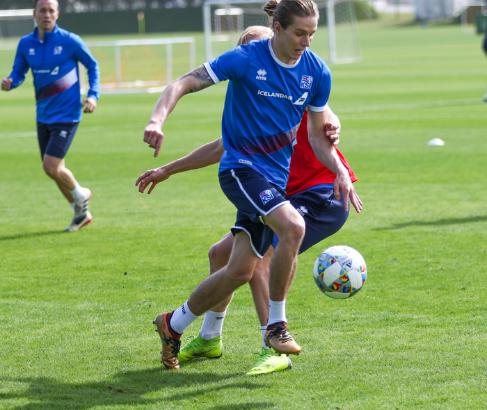 Böðvar á landsliðsæfingu.