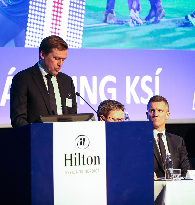 Geir Þorsteinsson á þinginu í dag.