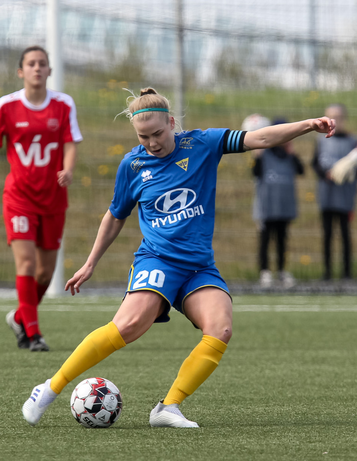 Sigrún Ösp skoraði annað af mörkum Gróttu í dag.