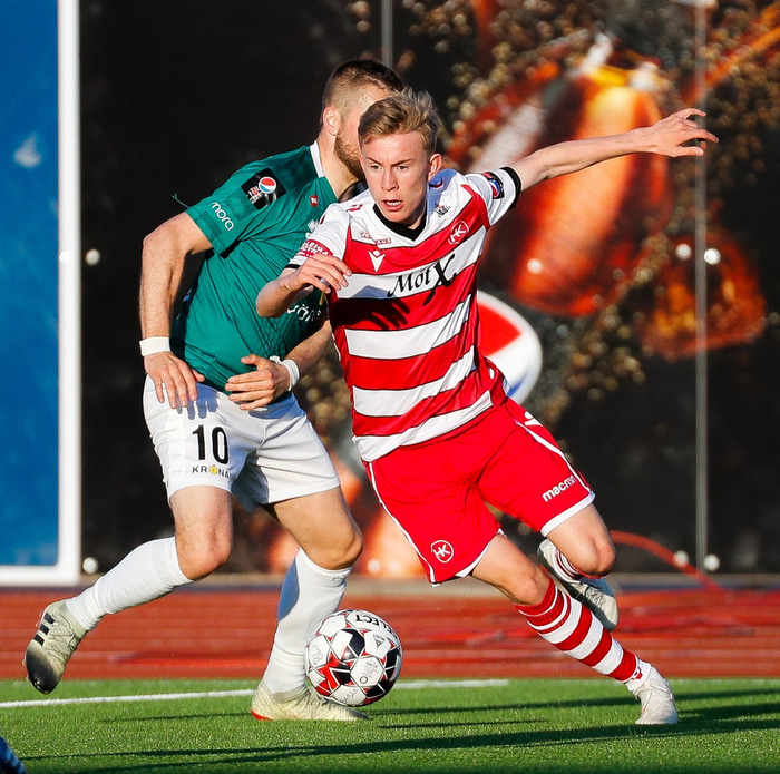Valgeir gerði frábærlega þegar hann nældi í vítaspyrnu undir lok fyrri hálfleiks.