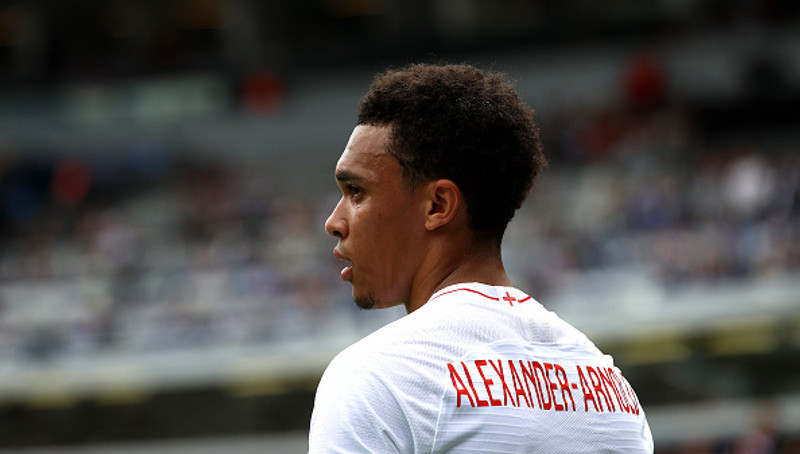 Trent Alexander-Arnold varð fyrir fordómum á sunnudag.