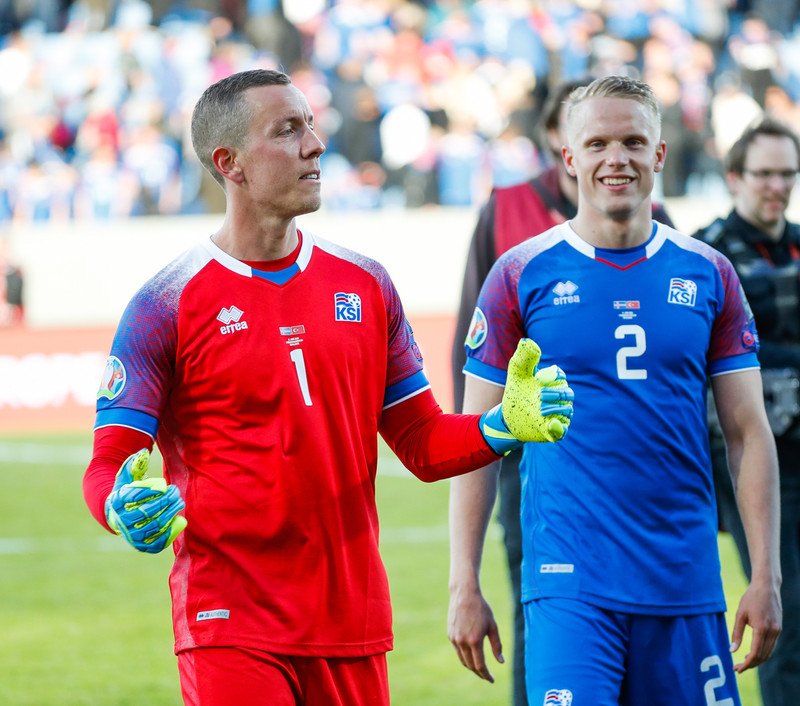 Hannes stóð í marki Íslands.