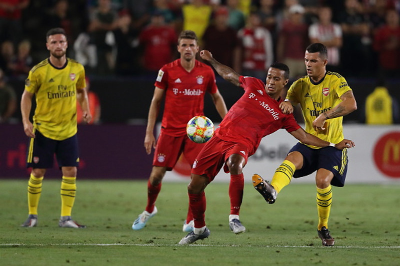 Úr æfingaleik Arsenal og Bayern München. Arsenal vann leikinn 2-1.