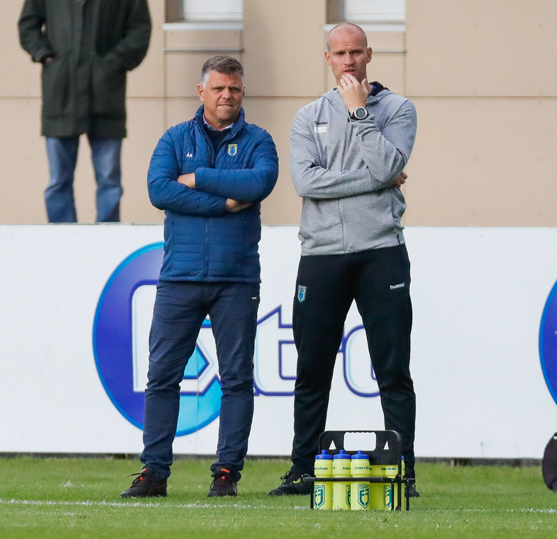 Ásmundur Arnarsson, þjálfari Fjölnis og Gunnar Már Guðmundsson