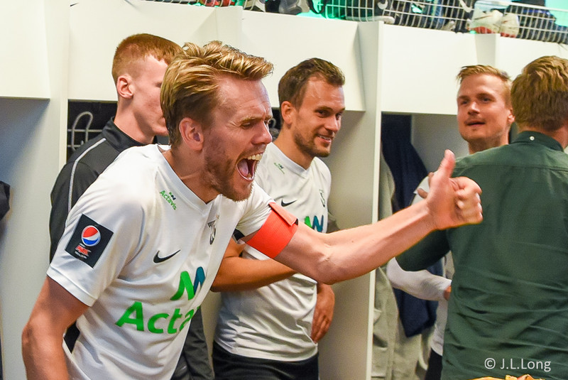 Davíð Þór Viðarsson hress í klefanum.