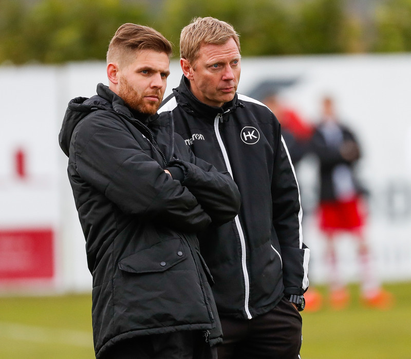 Viktor Bjarki Arnarsson, aðstoðarþjálfari HK, og Brynjar Björn, aðalþjálfari liðsins.
