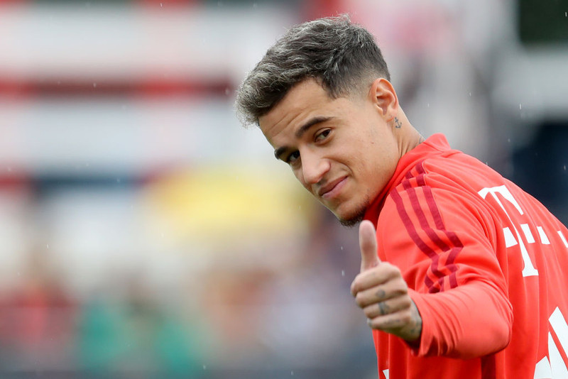 Coutinho hress og glaður á æfingu hjá Bayern.