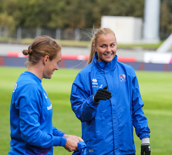 Glódís á landsliðsæfingu.