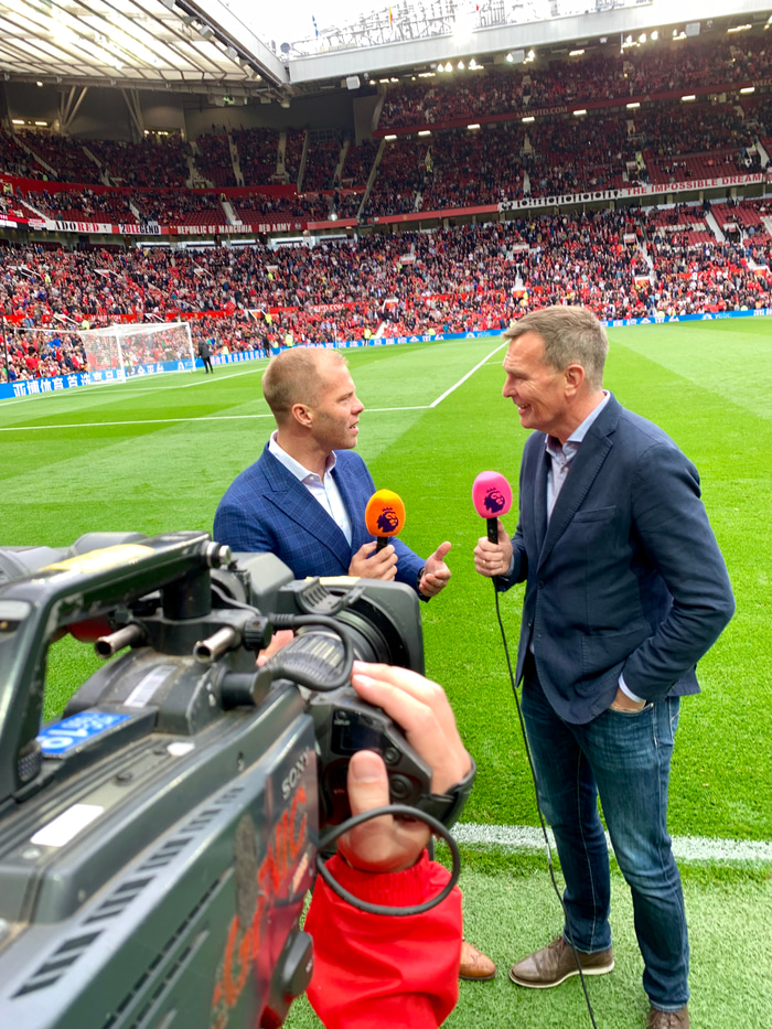 Logi Bergmann í góðum málum á Old Trafford á síðasta tímabili.