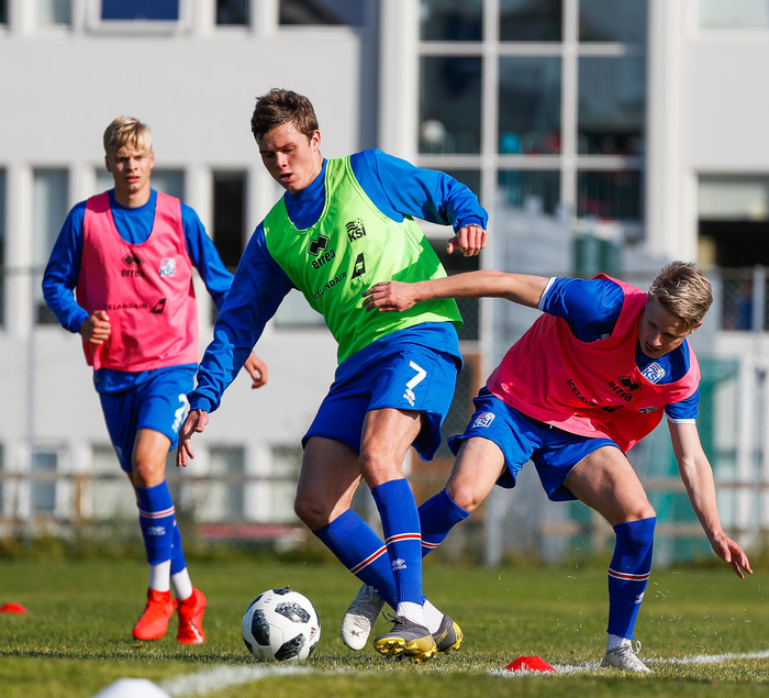 U19 ára landslið Íslands á æfingu.