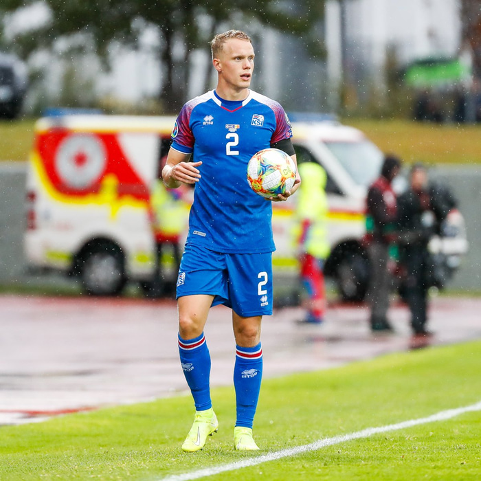 Hjörtur í landsleiknum gegn Moldóvu.