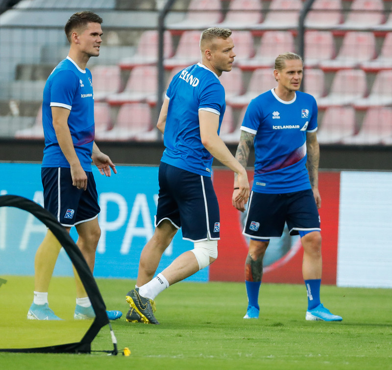 Kolbeinn á æfingunni í gær.