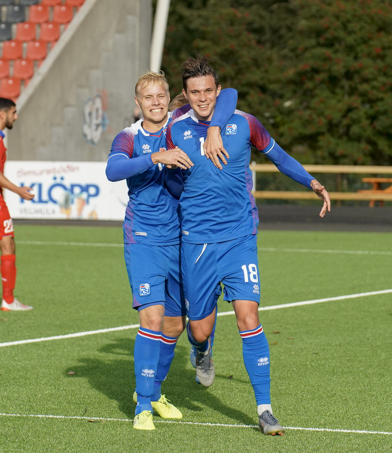 Sveinn og Willum fagna marki