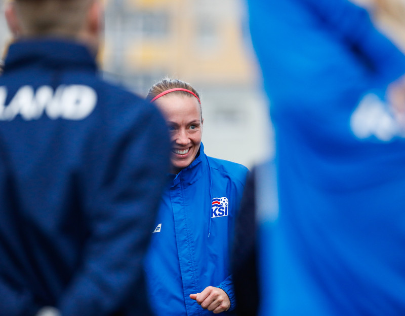Myndaveisla: Ísland æfði á Ólympíuleikvangnum í Liepaja