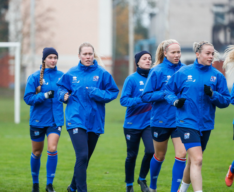 Myndaveisla: Ísland æfði á Ólympíuleikvangnum í Liepaja