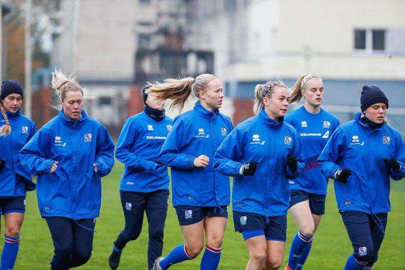 Myndaveisla: Ísland æfði á Ólympíuleikvangnum í Liepaja