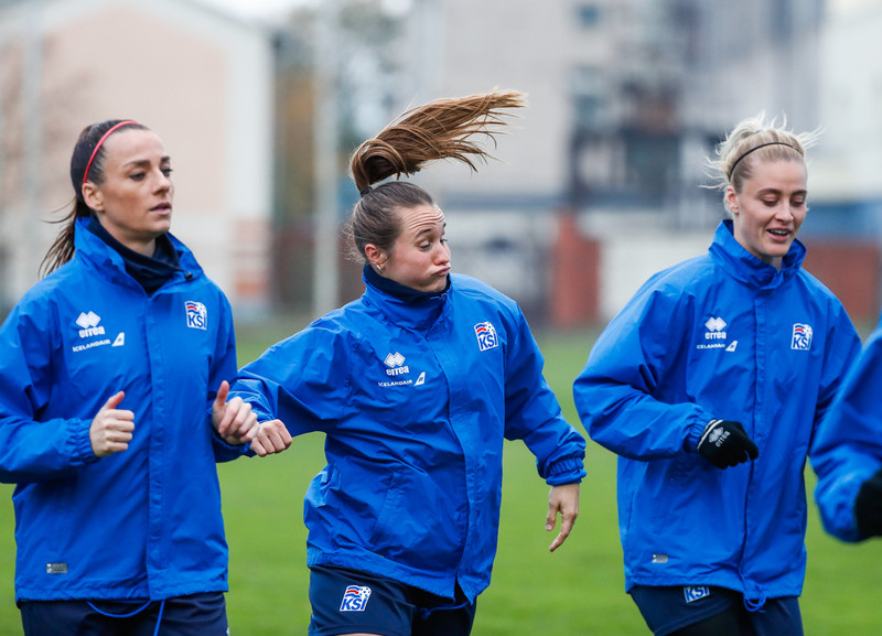 Myndaveisla: Ísland æfði á Ólympíuleikvangnum í Liepaja