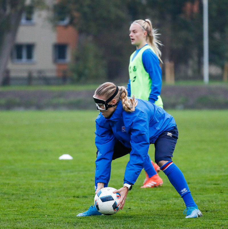 Myndaveisla: Ísland æfði á Ólympíuleikvangnum í Liepaja