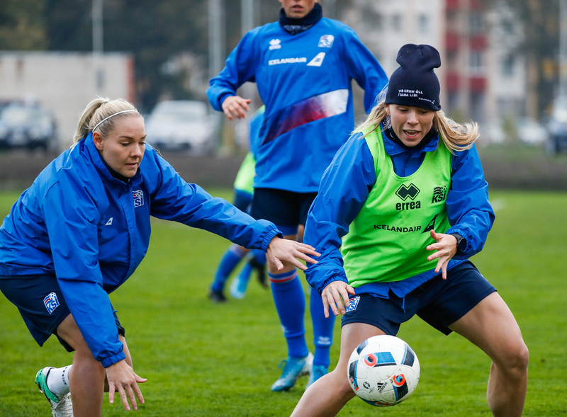 Myndaveisla: Ísland æfði á Ólympíuleikvangnum í Liepaja
