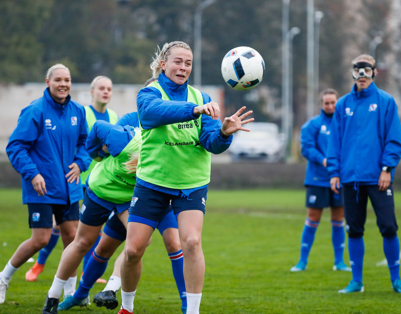 Myndaveisla: Ísland æfði á Ólympíuleikvangnum í Liepaja